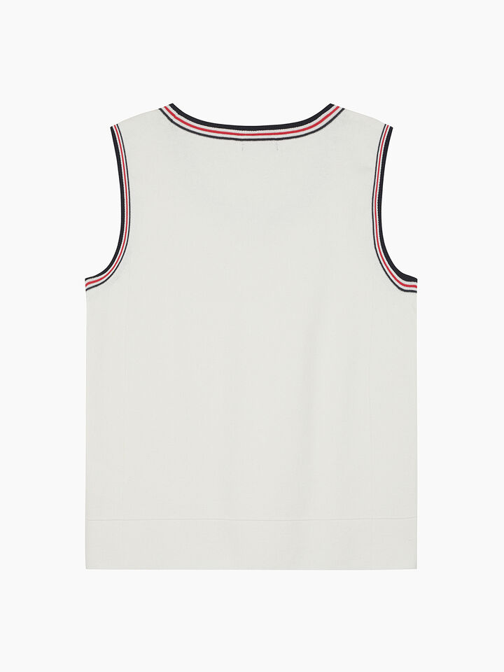 Cream knitted tank top with text - null - Branco Nata | Sisley K image number 3